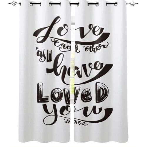 Verse Hand Drawn Black Letters Curtains for Living Room Bedroom Modern Home Decoration Window Curtain Kids Room Home Supplies