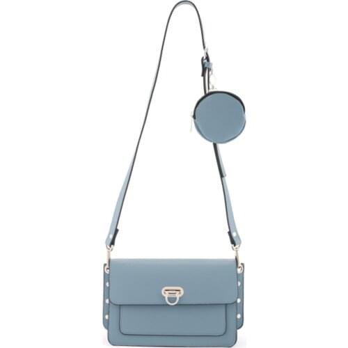 Womens Blue Mini Stand Cross Suspenders Shoulder Bag