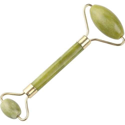 Double Head Green Jade Roller Nature Stone Facial Massage Lift Hands Eye Body Skin Relaxation Slimming Beauty Health Care Tool