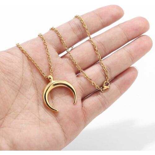 Hot New Fashion Gold Stainless Steel Moon Pendent Necklace Nice Gift for Woman Chains Necklace DIY Jewelry Making