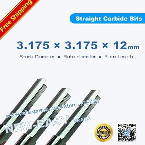 Wholesale 10 pcs 3.175*12MM Two Straight Flutes Cutting Bits, End Milling Cutter, CNC Router Bits on Engraving Machine
