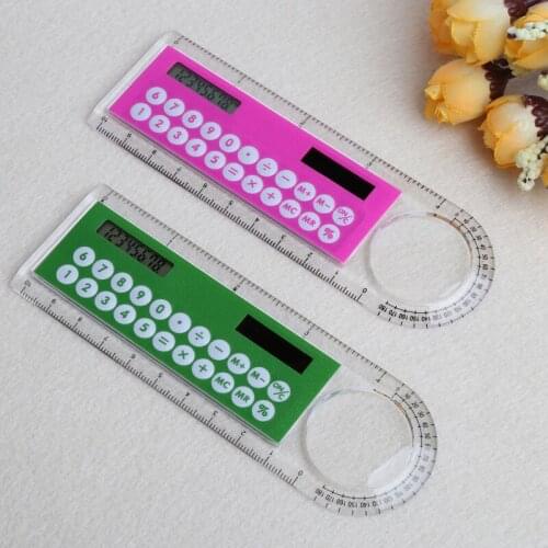 10cm Ruler Mini Digital Calculator 2 in 1 Kid Stationery School Office Gifts
