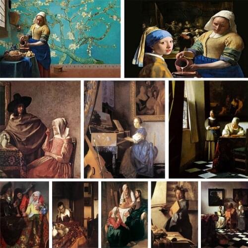 Famous Painter Johannes Vermeer Series 5D Diamond Painting Cross Stitch Diamond Mosaic Embroidery The Milkmaid Picture HomeDecor