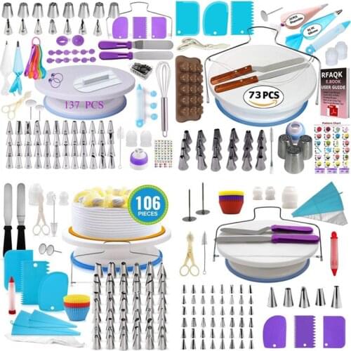 Cake Decorating Tip Sets 137pcs/106pcs/73pcs Pastry Bag Confectionery Accessories Nozzle Stainless Cream Cake Baking Tools