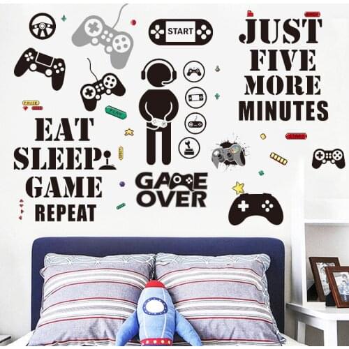 Gamer Wall Sticker Video Game Gaming Controller Shape Room Decor Removable Diy Cartoon Bedroom Playroom Wall Stickers