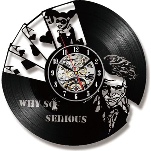 Joker CD Vinyl Record Wall Clock Theme Artwork Vinyl Disk Crafts Silent Quartz Vitnage Album Wall Clock