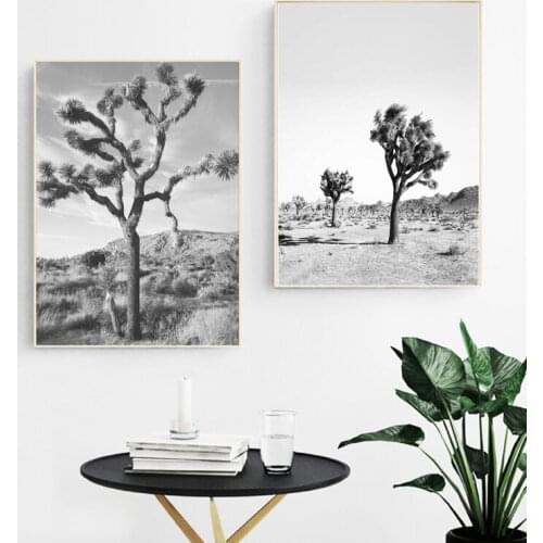 Joshua Tree Wall Art Black And White Canvas Posters Prints California Desert Cactus Painting Modern Minimalism Boho Home Decor