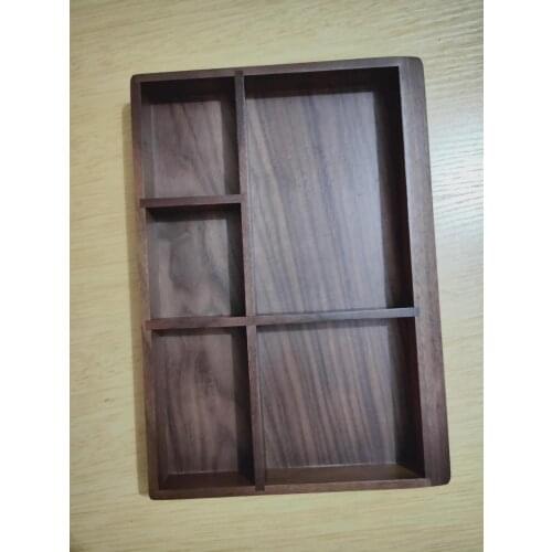 Natural Wood Table Organizer for Sundries Stocked Desktop Storage Box