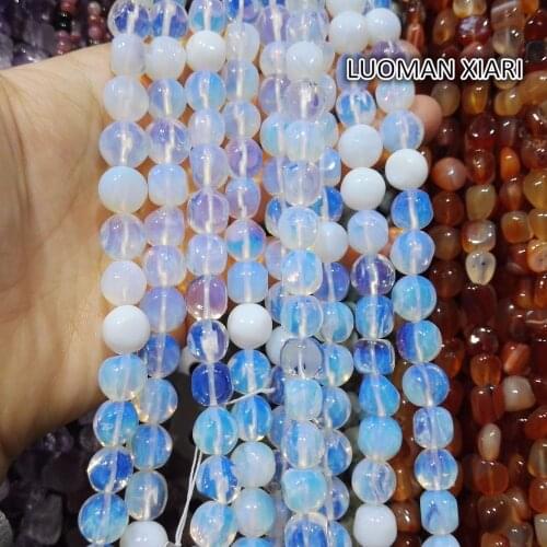 Wholesale Irregular Gravel Shape 9-11 mm Round Opal Natural Stone Beads For Jewelry Making DIY Bracelet Necklace Strand 15