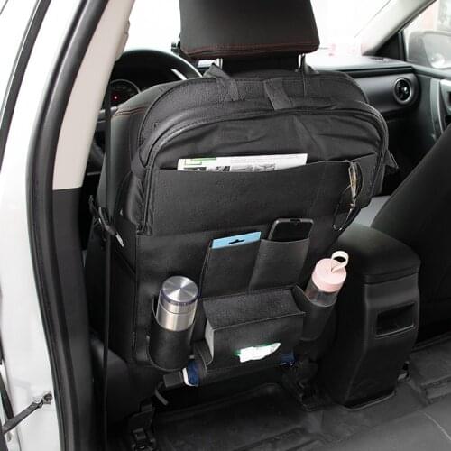 Car Seat Back Organizer Pu Leather Pad Bag Car Storage Organizer Folding Table Travel Storage Bag Auto Accessories