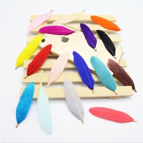 20Pcs/Lot!6-7cm Natural Goose Feather Charms Pendant Earring Charms For DIY Necklace Bracelet Jewelry Making 27Colors Available