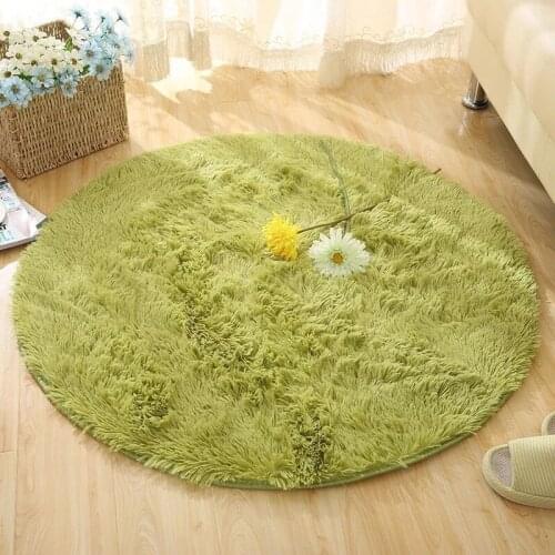 Fluffy Round Solid Carpet Living Room Bedroom Tea Table Yoga Simple Modern Non-slip Washable Indoor Soft Shaggy Quality Mats