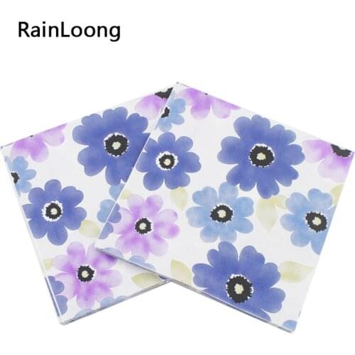 [RainLoong] Flower Printed Paper Napkin For Dinning Table Deco Tissue Guardanapo Servilleta 33*33cm 1 pack (20pcs/pack)
