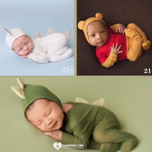 0-3 Month Newborn Photography Props Hat Baby Boy Girl Romper Bodysuits Outfit Photography Baby Studio Shooting Props Clothing