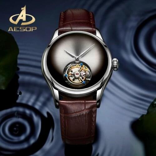 AESOP Luxury Mens Mechanical Watches Classic Tourbillon Movement Skeleton for Men Wrist Watch Luxury Clocks Relogio Masculino