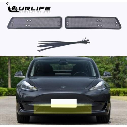 Car Front Grill Insect Net Insect Screening Mesh Protection Cover Trim Accessories For Tesla Model 3 2017 - 2021 / Model Y 2021