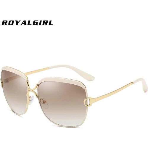 ROYAL GIRL 2020 New Women Sunglasses Vintage Oversized High Quality Luxury Brand Designer Gradient Lenses Sun Glasses ss148