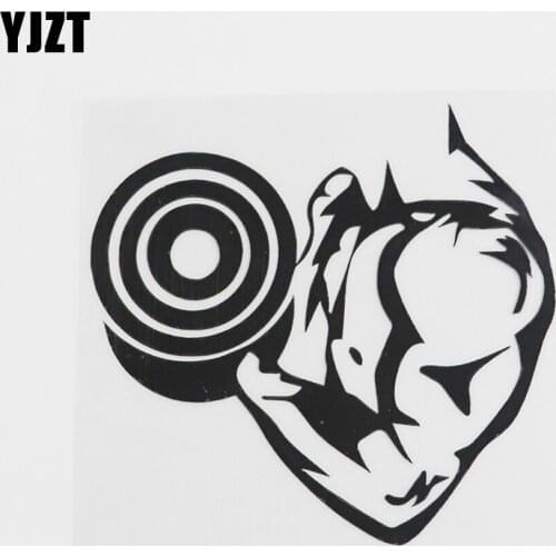 YJZT 11.9CMX11.6CM Fitness Club Dumbbell Hand Gym Sport Vinyl Car Sticker Black/Silver 8A-0403
