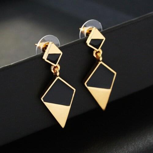 Punk Black & Golden Irregular Shape Geometric Drop Earrings Women Dangle Earrings