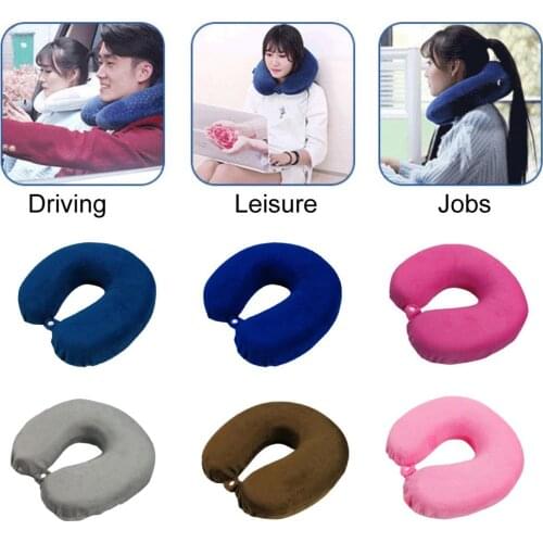 1pc Portable U Shaped Pillow Foam Neck Pillow Office Travel Airplane Train Sleeping Cushion support cheeks sleep