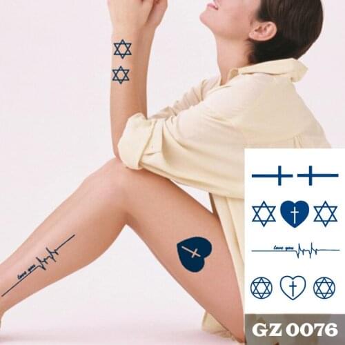 1Pcs Waterproof Temporary Tattoo Sticker Cute Star Cross Designs Arm For Men Women Juice Tattoos Body Art Sticker