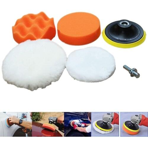 125mm Car Polishing Disc Buffing Waxing Sponge Wool Wheel Polishing Pad For Car Polisher Drill Adapter