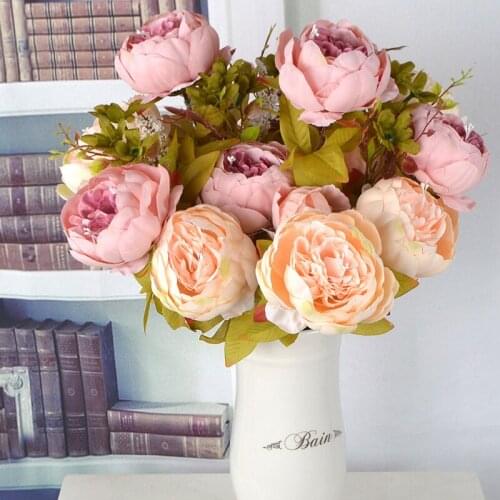 13 Branches Artificial Silk Peony Flowers Fresh Bouquets Big Flowers For Wedding Party Office Hotel And Home Decoration