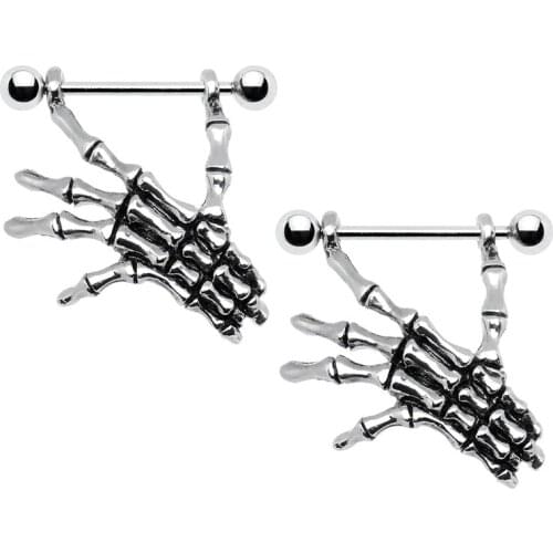 2PCS Steampunk Skeleton Nipple Piercing Barbell 14G Nipple Shield Charming Nipple Rings For Women Body Piercing Jewelry