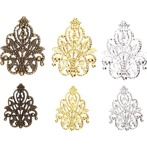 20Pcs Wholesale Filigree Crafts Hollow Embellishments Findings,Jewelry Accessories,Bronze Tone Ornaments