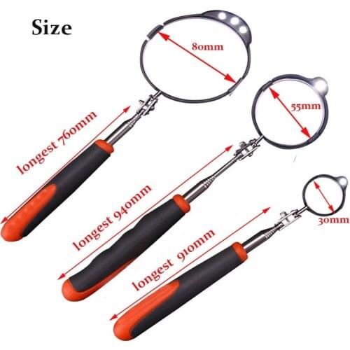 3pcs Adjustable Repair Vehicle Chassis Telescopic Inspection Mirror with LED Light