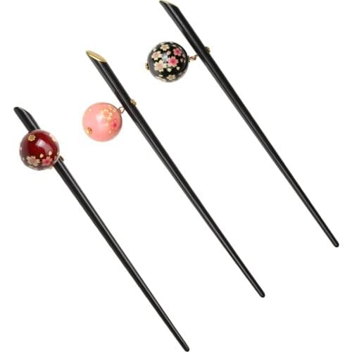 3 Pieces Retro Acrylic Hair Stick Pin Elegant Hairpin Kimono Dress Sakura Flower Hair Accessories