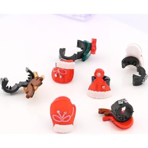 6pcs/lot Cute Mini Children 's Christmas Ornaments Santa Claus Snowman Deer Hair Accessories Claws Baby Girls Hair Clip