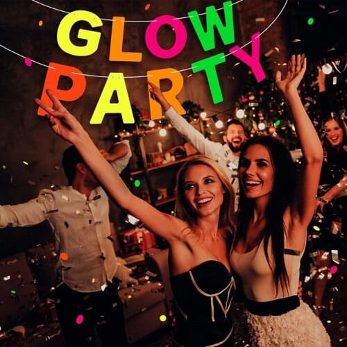 8Pcs Neon Paper Garland Circle Dots Garland Banner with Round Hanging Decor Black Light in The Dark Glow Birthday Wedding Party