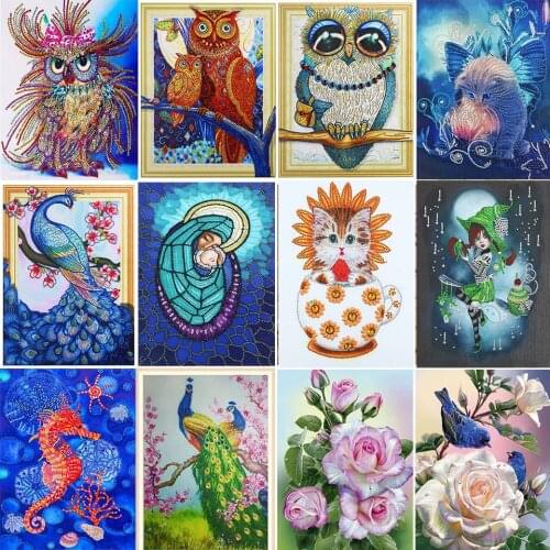 5D Diy Diamond Painting Cartoon Peacock Full Special Shaped Drill Diamond Embroidery Mosaic Cross Stitch Handmade Home Decor