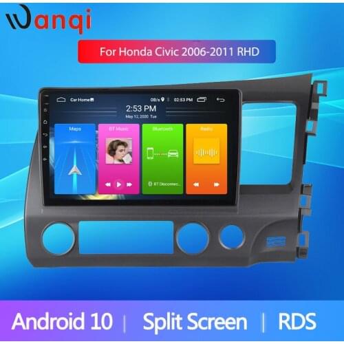 10.1'' Android10 RDS Split Screen PIP Car Radio For 2006-2011 Honda Civic RHD Multimedia Player GPS Navigation Mirror Link nodvd