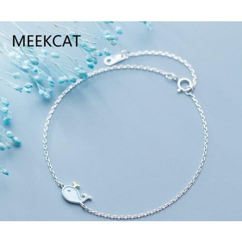 Fashion Korean Cute Sweet Blue Mini Whale Chain Bracelet for Women Genuine 925 Sterling Silver Teen Party Jewelry Gift
