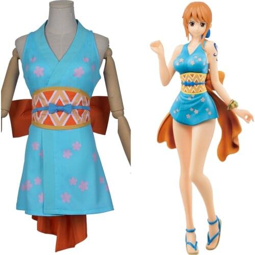 One Piece Wano Country Nami Cosplay Costume Wanokuni Style Nami Dress Outfit Halloween Carnival Costumes