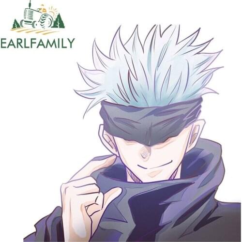 EARLFAMILY 13cm x 13cm Funny Car Stickers for Jujutsu Kaisen Gojo Satoru Vinyl Waterproof Decals Laptop Window Anime Car Wrap