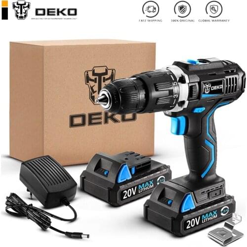 Factory Outlet DEKO GCD20DU3 20V Max DC Electric Screwdriver LED Impact Cordless Drill Lithium-Ion Mini Power Driver 2 Battery
