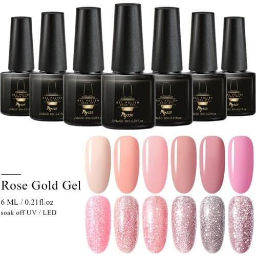 8ml UV Mtssii Gel Nail Polish Rose Gold Glitter Sequins Gel Lak Professional Color Gel Varnish Soak Off UV Nail Art Gel Polish