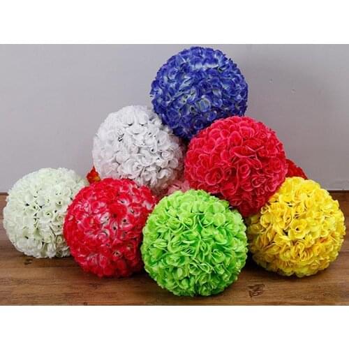 Artificial Flowers Rose Balls Silk Flower Wedding Fake Flowers Kissing Ball Decorate Flower For Wedding decor