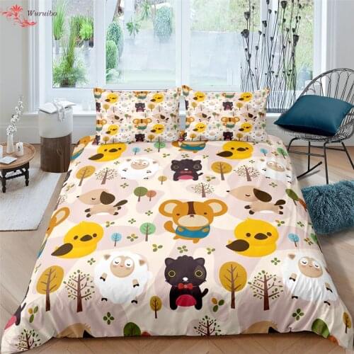 Dog Bedding Set Panda Flamingo Duvet Cover Pillowcase Bedspreads for Edredones Niños Girls Teens Quilt Cover 90/135 Bed Cover