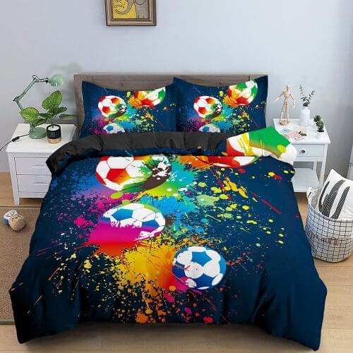 Football Pattern Bedding Sets Luxury Duvet Cover Bed Linen Bedclothes Twin/Queen/King Size Bed Room For Kids Bedding