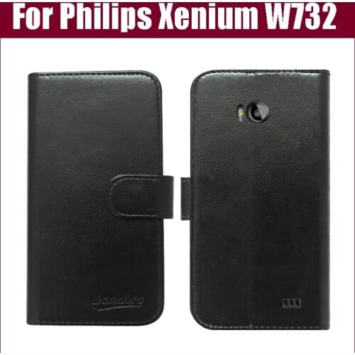 High Quality Flip Leather Case for Philips Xenium W732 mobile phone with card holder style + Free Shipping