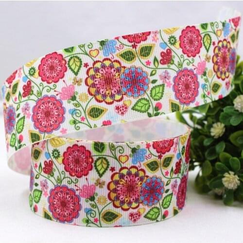 1-1/2'' 38MM flowers Series Printed grosgrain ribbon, DIY handmadeHair accessories Material wedding gift wrap 16813