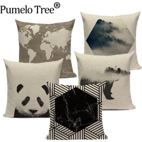 Animal geometry Cute Room cushions Black white linen deer decorative cushion covers Dropshipping pillow case print pillows