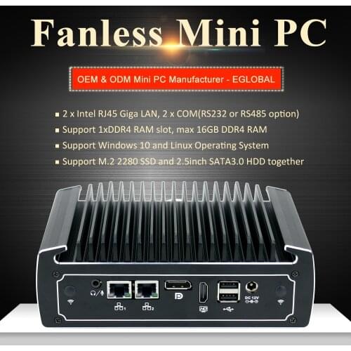 Eglobal NUC Dual Gigabit LAN Mini PC Intel i5 8250U i7 7500U DDR4 Pfsense Router 2 COM AES-NI DP HDMI Linux Network Server