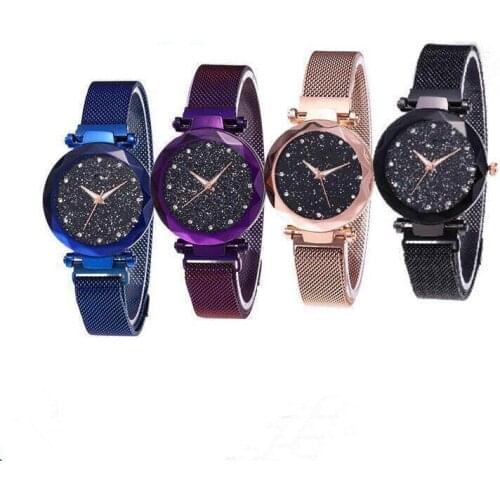 Fashion Luxury Brand Women Star Sky Watch Ladies Magnet Stone Milan Mesh Belt Watch Womens Bracelet Quartz Wrist Watch