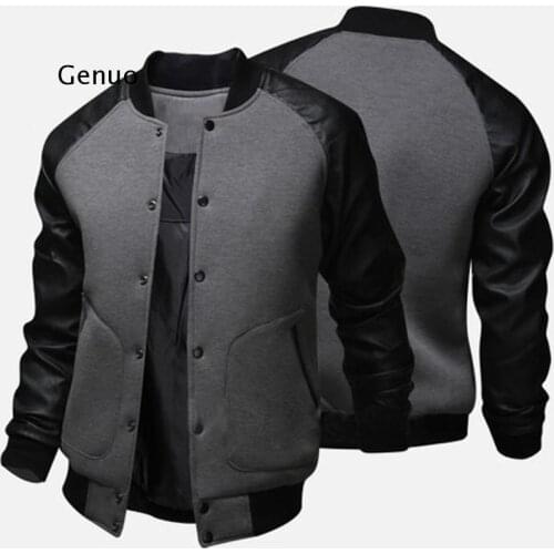 Mens Baseball Jacket Autumn Fashion Cool Outwear Jacket Patchwork Stand Collar Casual Slim Fit Jackets And Coats For Men