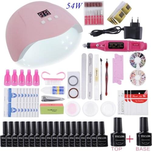 Nail Set 22 Bottles Gel Nail Polish Set Kit 54W UV LED Lamp Set Electric Nail Drill Machine Nail Art Manicure Sets
